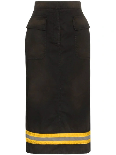 Calvin Klein 205w39nyc Coated Cotton Gabardine Midi Skirt In Black