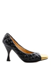 Bottega Veneta Quilted Leather And Gold-tone Pumps In Black,gold