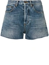 Saint Laurent High-waisted Denim Shorts In Blue
