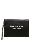 Saint Laurent Logo Print Flat Pouch In Black
