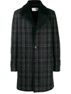 Saint Laurent Wool Coat Faux Fur Collar In Black