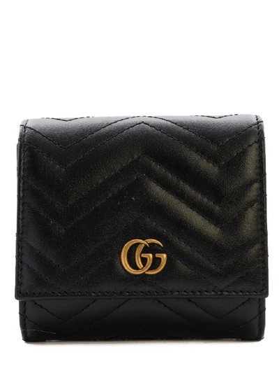 Gucci Continental Wallet Gg Marmont In Black