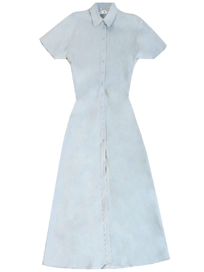 Off-white Long Maxi Shirt Dress In Light Blue