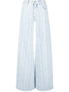 Off-white Off White Striped Palazzo Pants In Light Blue