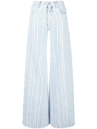 Off-white Diagonal Stripe Wide Leg Jeans In Light Blue