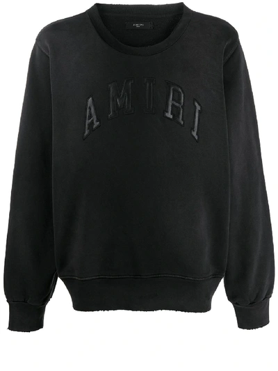 Amiri Embossed Leather Logo Sweatshirt In Black