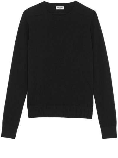 Saint Laurent Black Cashmere Sweater With Logo Patch
