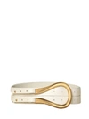 Bottega Veneta Double Strap Leather Belt With Horseshoe Buckle In White