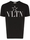 Valentino Vltn Star Crewneck T-shirt In Black