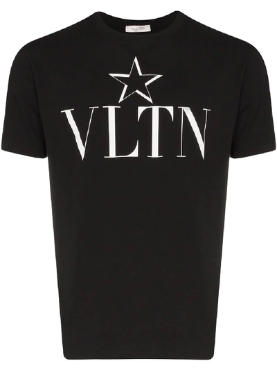 Valentino Vltn Star Crewneck T-shirt In Black