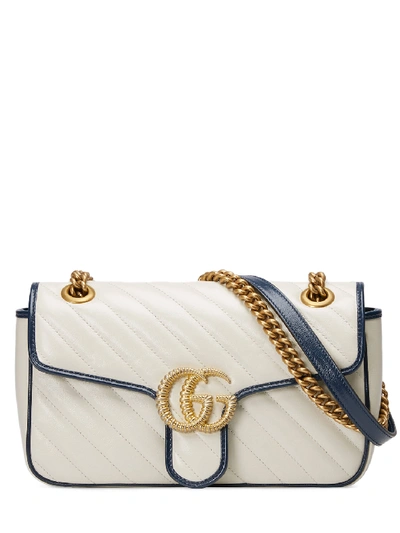Gucci Small Gg Marmont 2.0 Leather Bag In Mistic White
