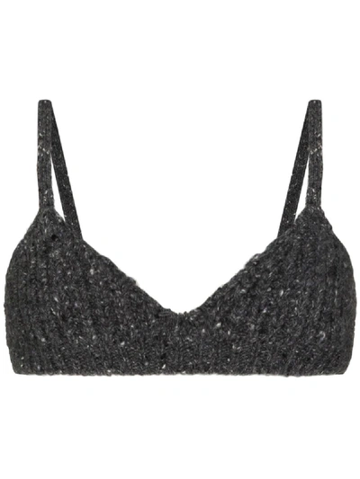 Alanui Rib Knit Wool & Cashmere Bra Top In Grey