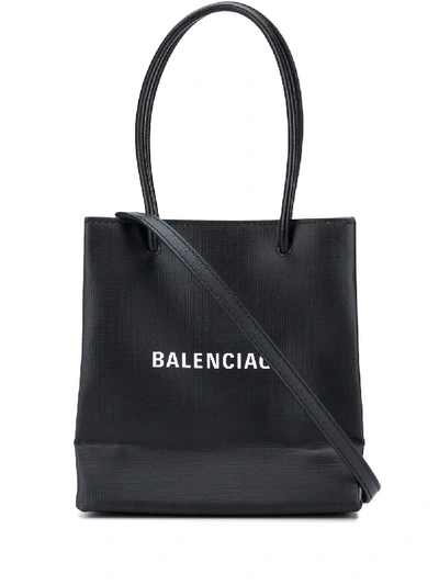 Balenciaga Shopping Xxs North South Leather Tote In Black
