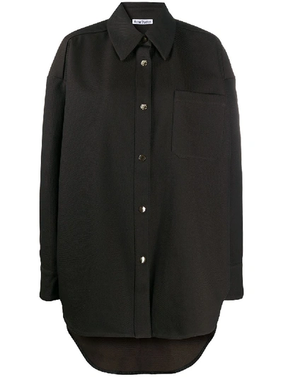 Acne Studios Snap-button Oversized Shirt In Brown