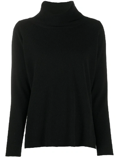 Allude Turtle Neck Cashmere Sweater In Black
