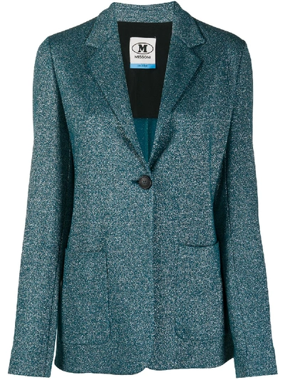 M Missoni Lurex Jersey Blazer In Blue