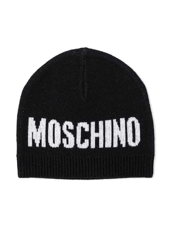 Moschino Babies' Logo-jacquard Beanie Hat In Black | ModeSens