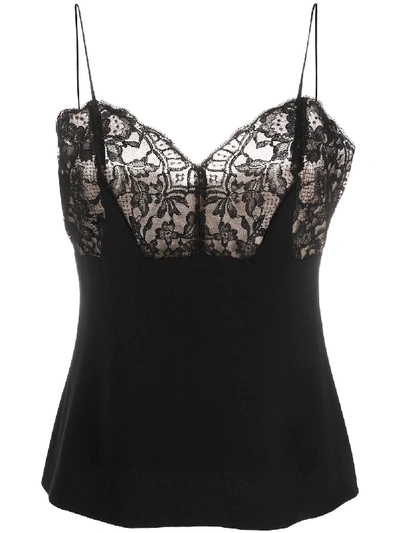 Alexander Mcqueen Lace And Silk Cami Top In Black