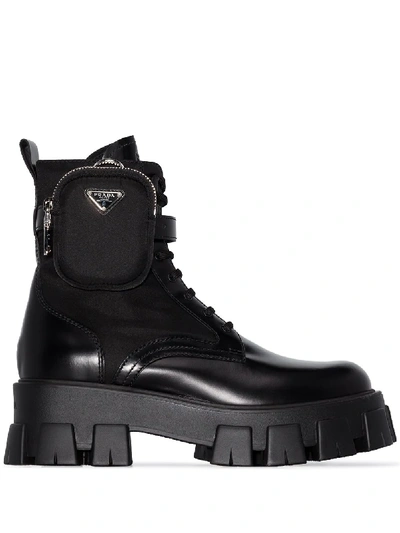 Prada Panelled Ankle Boots In Schwarz