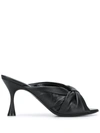 Balenciaga Drapy Knot-front Leather Mules In Black