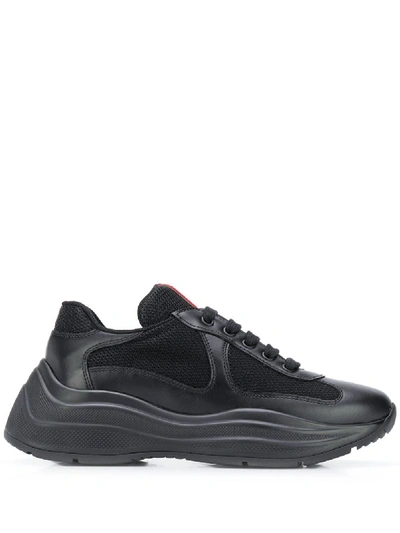 Prada Sneakers Mit Kontrasteinsätzen In Black