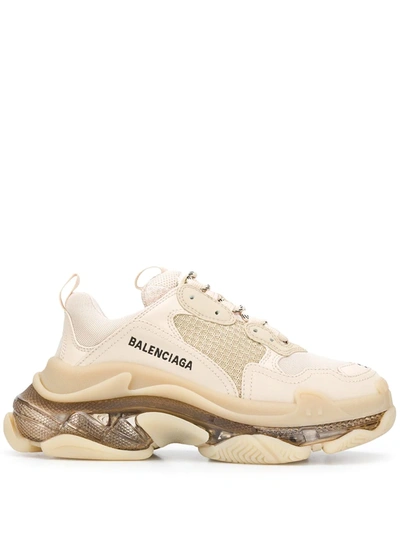 Balenciaga Triple S Clear Sole Logo-embroidered Leather, Nubuck And Mesh Sneakers In Multi