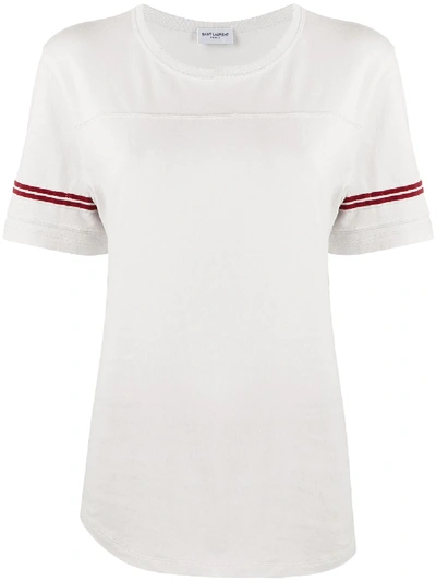Saint Laurent Logo棉质平纹针织t恤 In White
