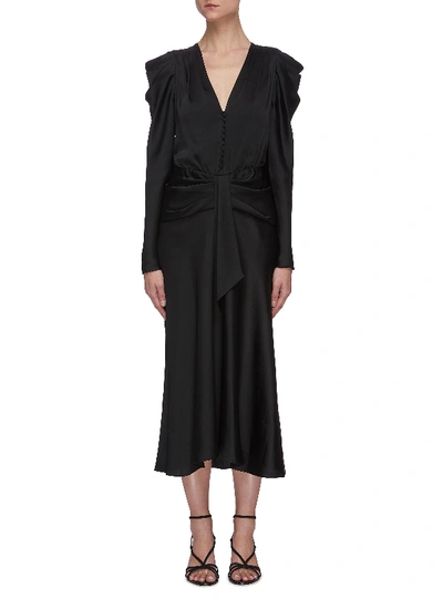 Jonathan Simkhai Annalise Puff Sleeve Midi Dress In Black