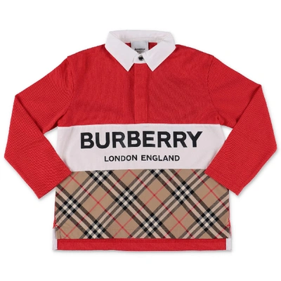 Burberry Boys' Quentin Rugby Shirt - Little Kid, Big Kid In Rosso