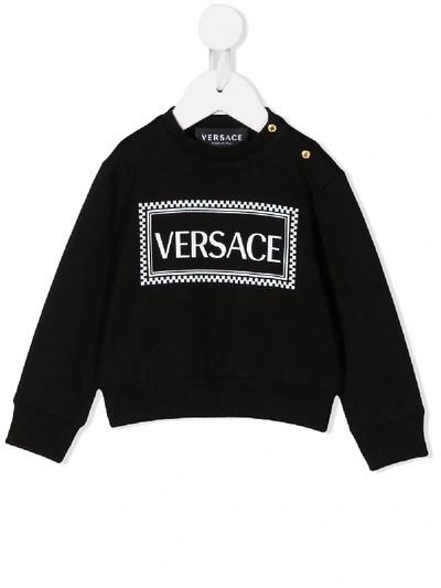 Young Versace Babies' Logo印花套头衫 In Black