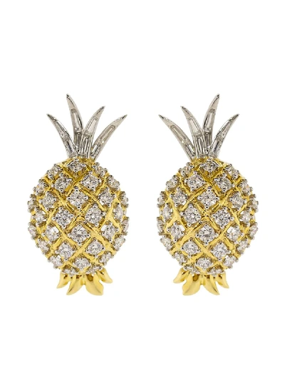 Verdura 18kt Yellow Gold Diamond Pineapple Earrings In Ylwgold