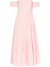 Staud Elio Off-the-shoulder Cotton Dress In Pink