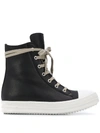 RICK OWENS LACE UP HI-TOP SNEAKERS