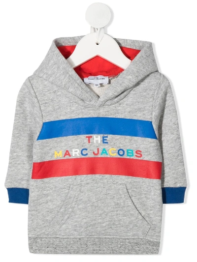 Little Marc Jacobs Babies' Rainbow-logo Hooded Sweatshirt In Grey