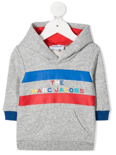 Marc Jacobs Babies' Rainbow-logo Hooded Sweatshirt In Grey