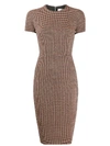 VICTORIA BECKHAM HOUNDSTOOTH FITTED MIDI DRESS