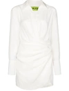 Gauge81 Naha Draped Silk Mini Shirt Dress In White