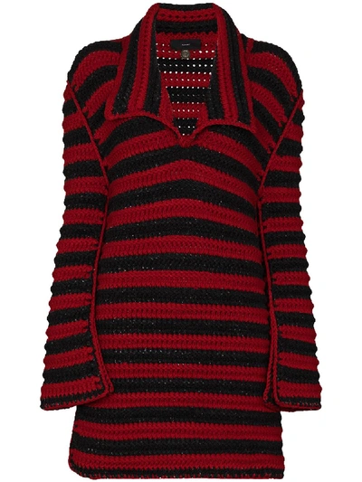 Alanui Red Striped Crochet Wool Jumper