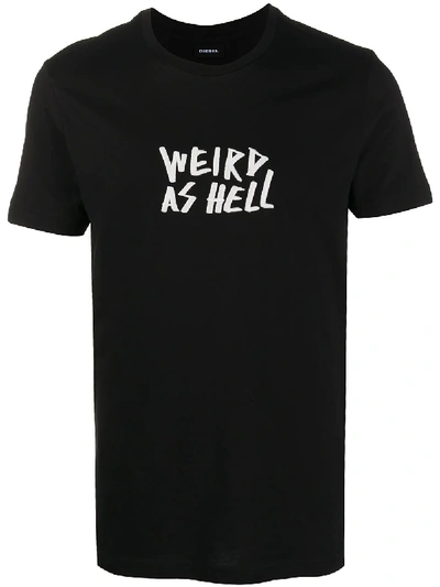 Diesel Slogan Print T-shirt In Black