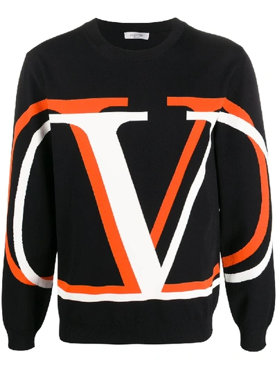 Valentino V Logo Shadow Sweater In Black