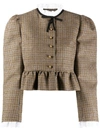 MIU MIU RUFFLED WOOL TWEED JACKET