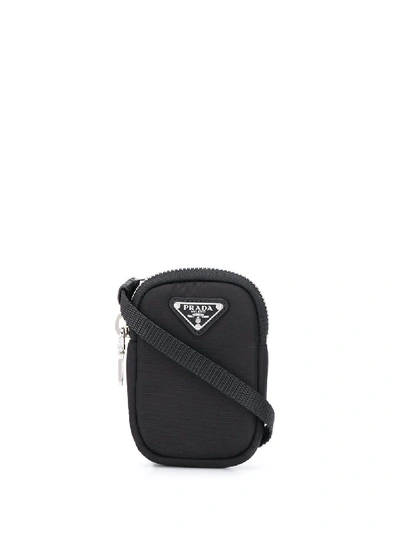 Prada Zipped Logo Plaque Mini Bag In Schwarz