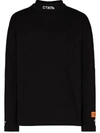 Heron Preston Logo-embroidered Long-sleeve T-shirt In Black White