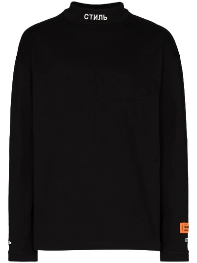 Heron Preston Logo-embroidered Long-sleeve T-shirt In Black