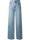 MSGM EMBROIDERED LOGO WIDE-LEG JEANS