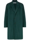 Acne Studios Double Face Single Breasted Wool Coat In Green