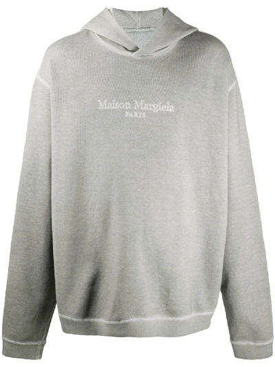 Maison Margiela Logo Embroidered Oversized Hoodie In Grey