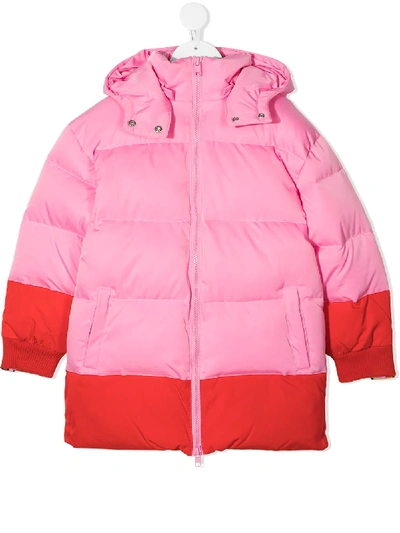 Stella Mccartney Teen Logo Tape Puffer Jacket In Pink