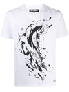 LES HOMMES MARBLE PRINT PATCHWORK T-SHIRT