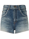 Saint Laurent High-waisted Denim Shorts In Blue